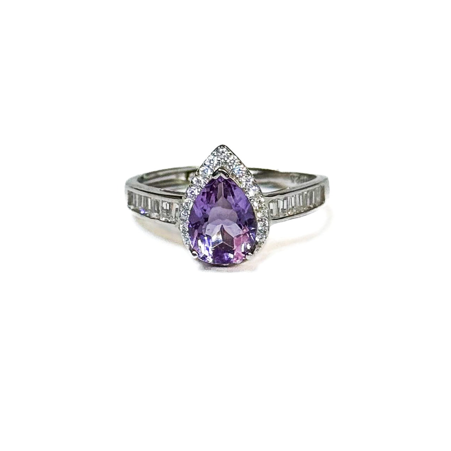 Amethyst Water Drop Cut Ring