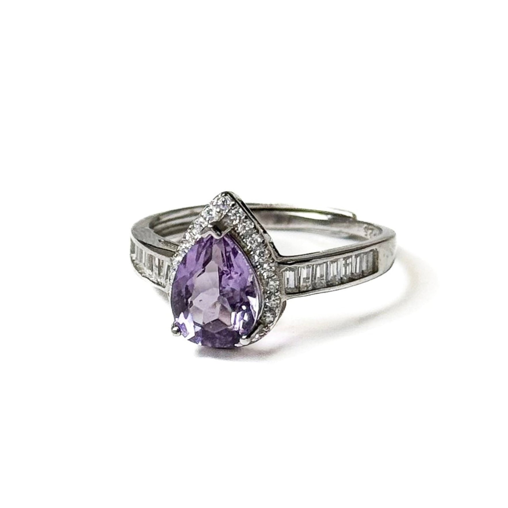 Amethyst Water Drop Cut Ring
