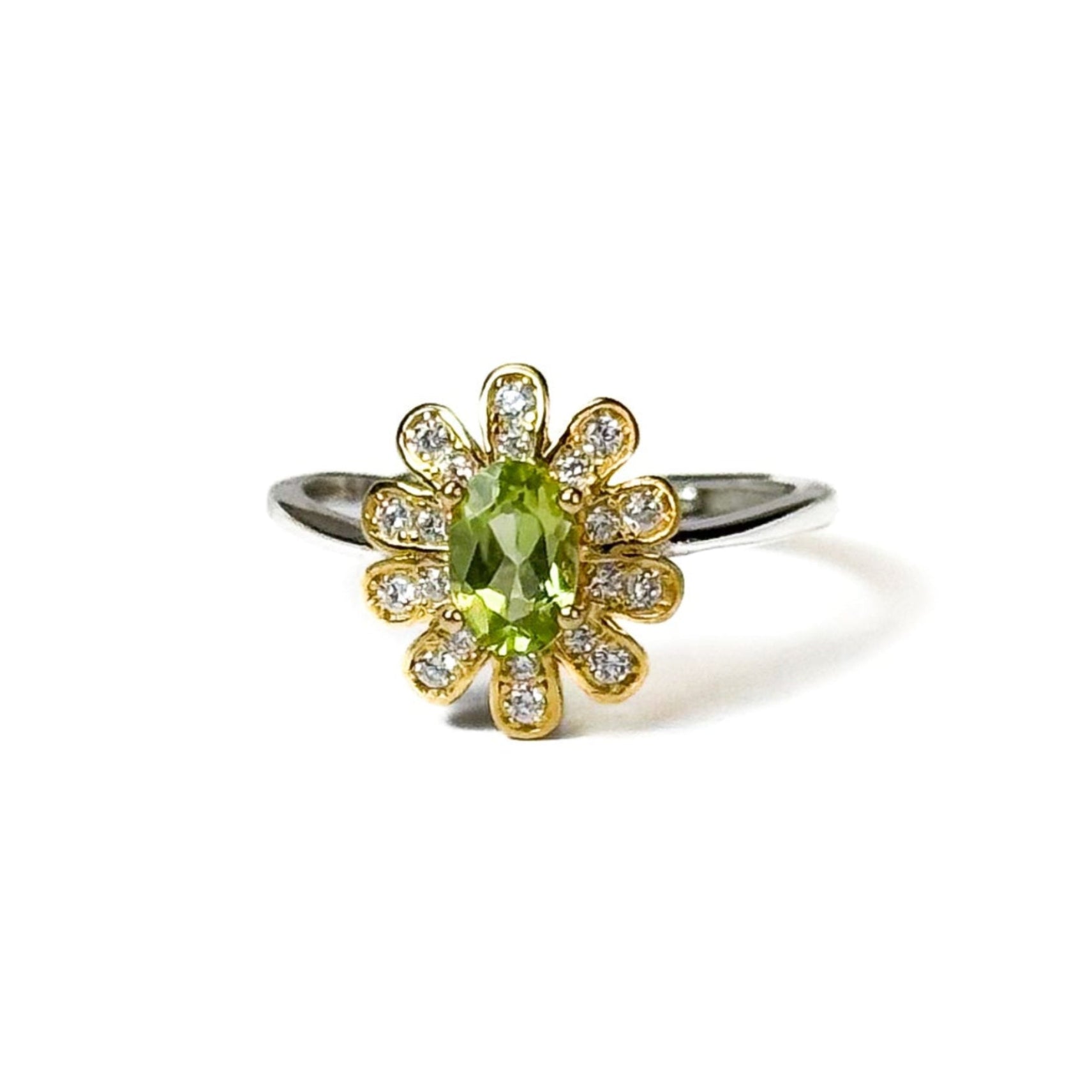 Peridot Cushion Cut Ring