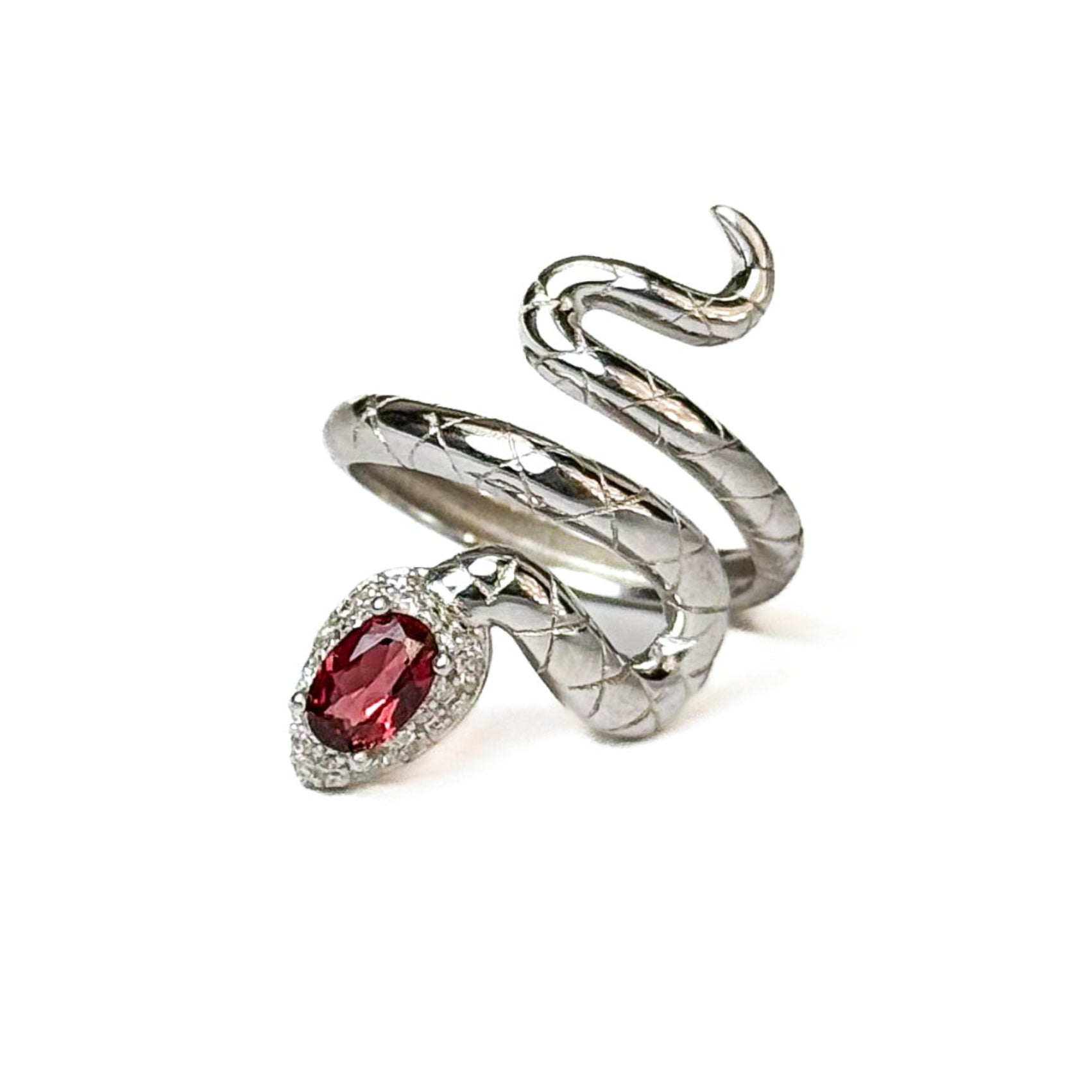 Garnet Snake Detail Ring