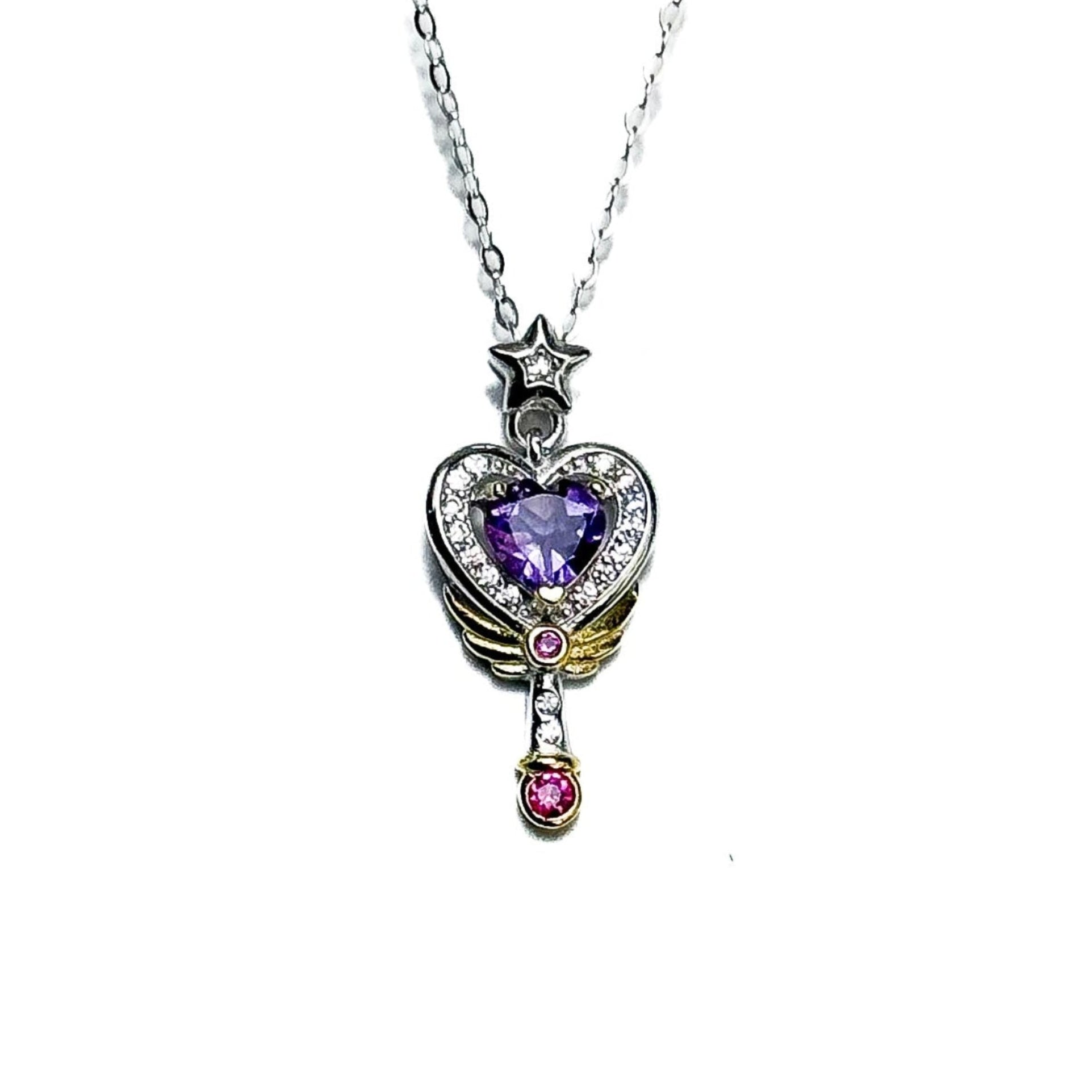 Amethyst Magic Wand Charm Necklace