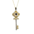 Sapphire Key Charm Necklace
