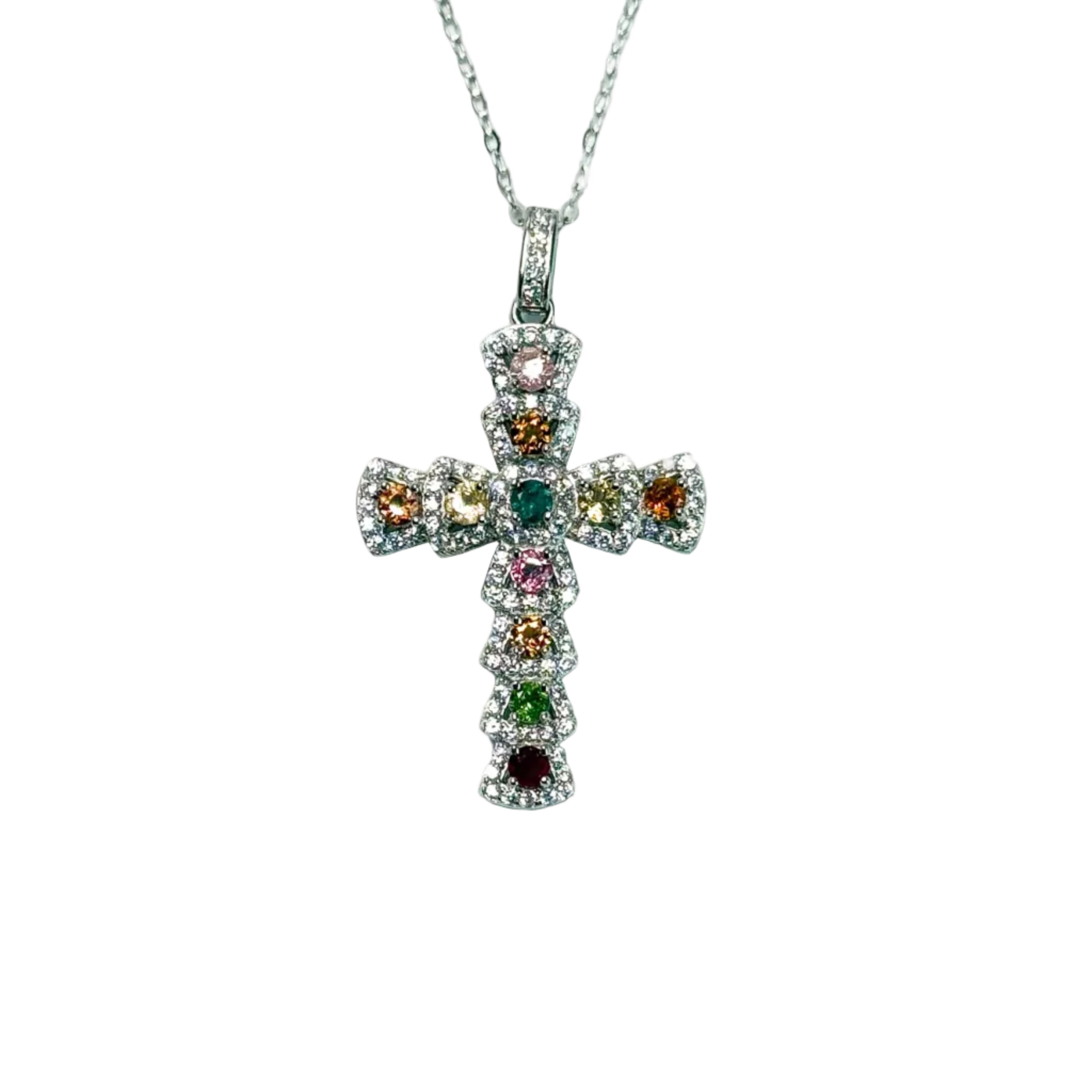 Tourmaline Cross Statement Necklace