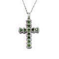 Diopside Cross Charm Necklace