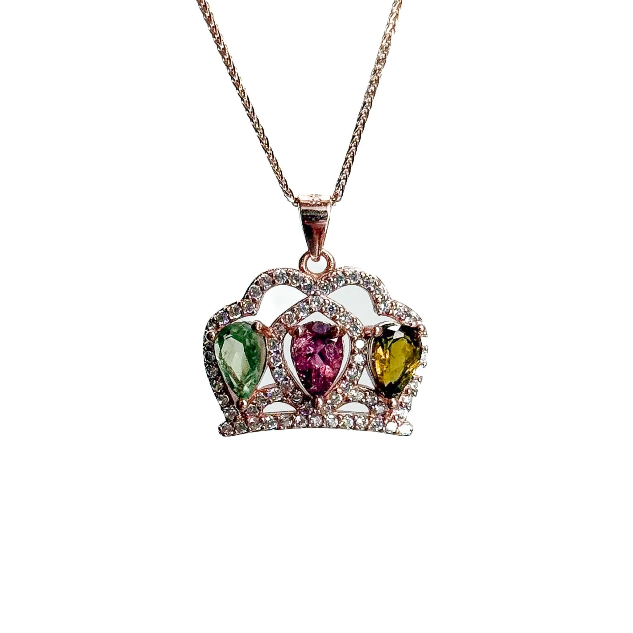 Tourmaline Crown Pendant Necklace