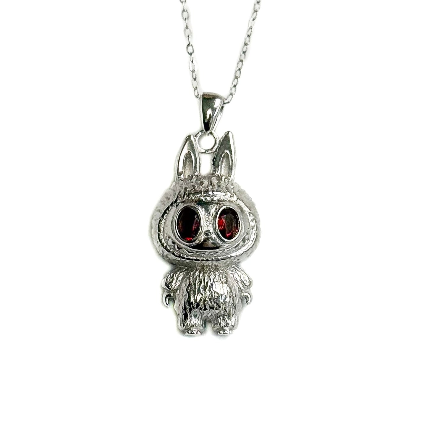 Garnet Labubu Design Necklace