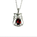 Garnet Owl Charm Necklace