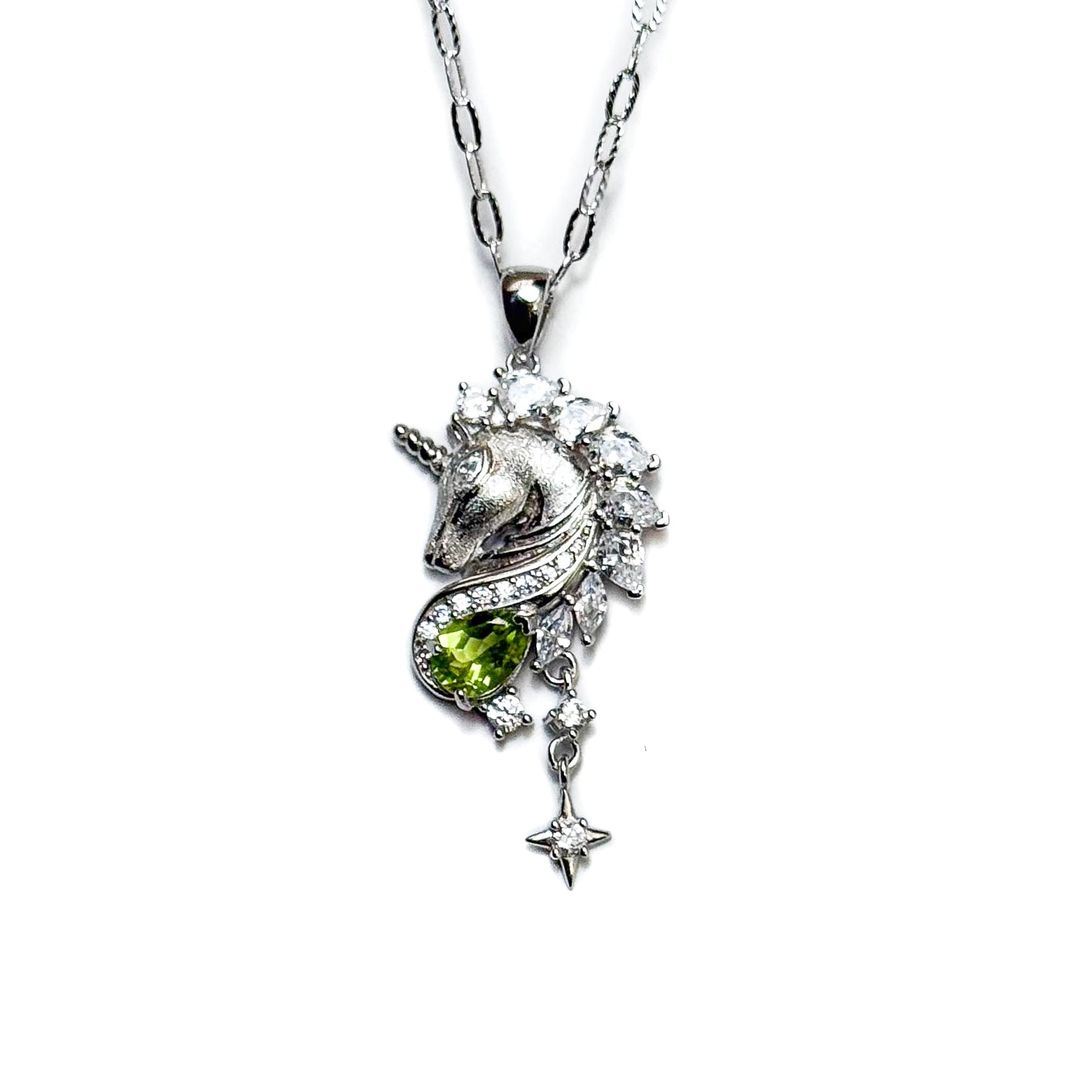 Peridot/Olivine Unicorn Statement Necklace