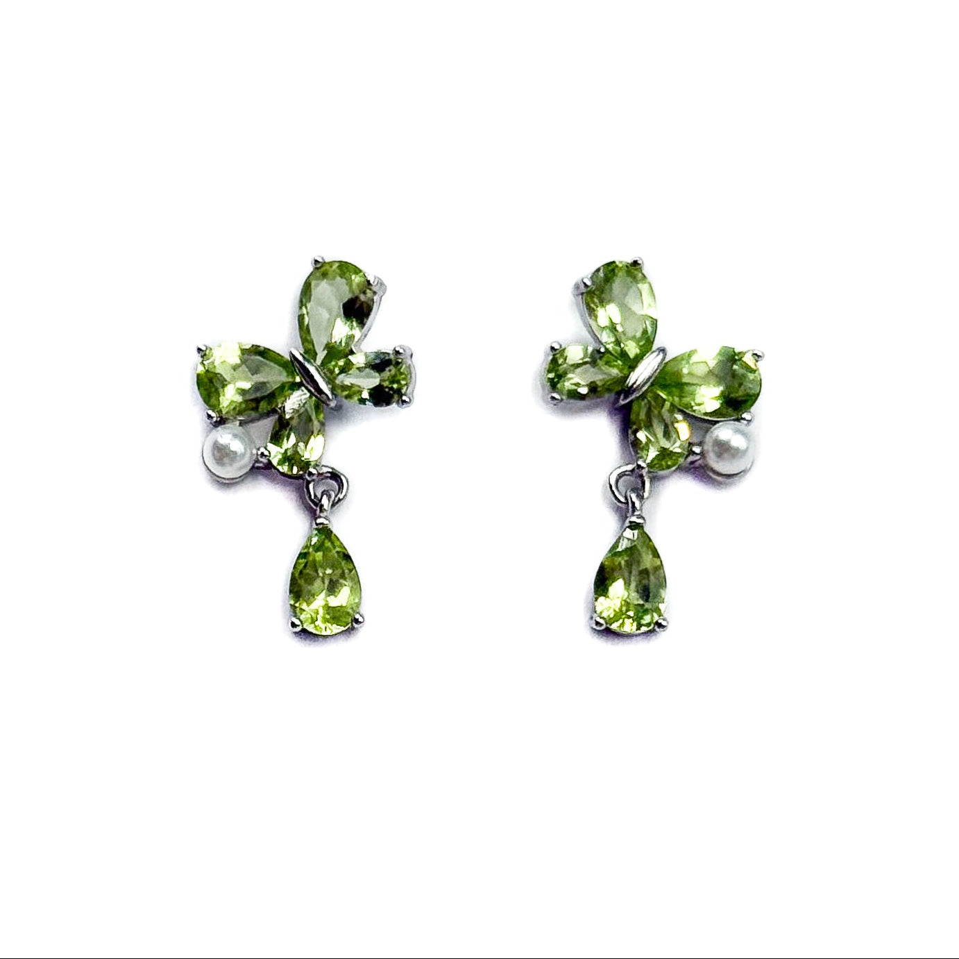 Peridot/Olivine Butterfly Stud Earrings