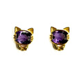 Amethyst Stud Cat Earrings