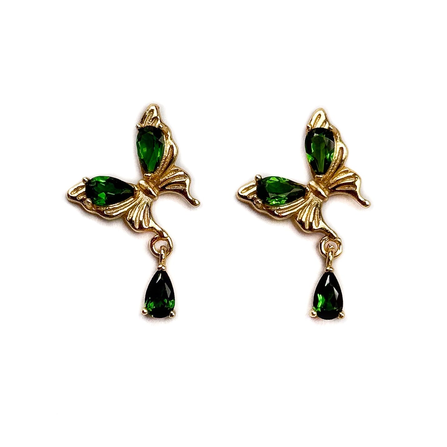 Diopside butterfly stud earrings